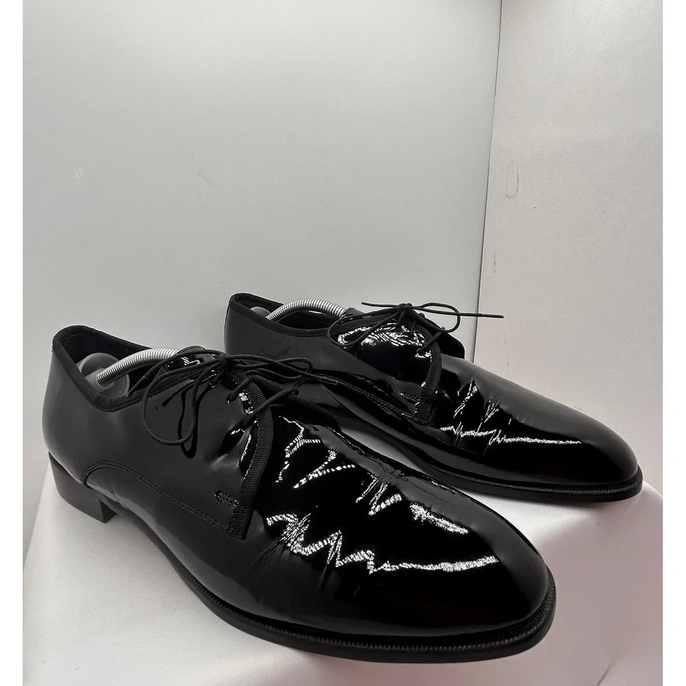 Vito Rufolo Mens Black Patent Leather Derby Dress Shoes Formal Tuxedo Wedding 12